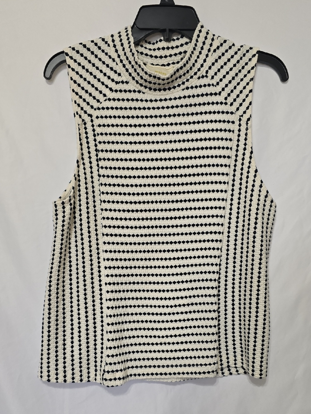 Maeve Anthropologie Textured Stripe Mock Neck Knit Tank Top Vest XL